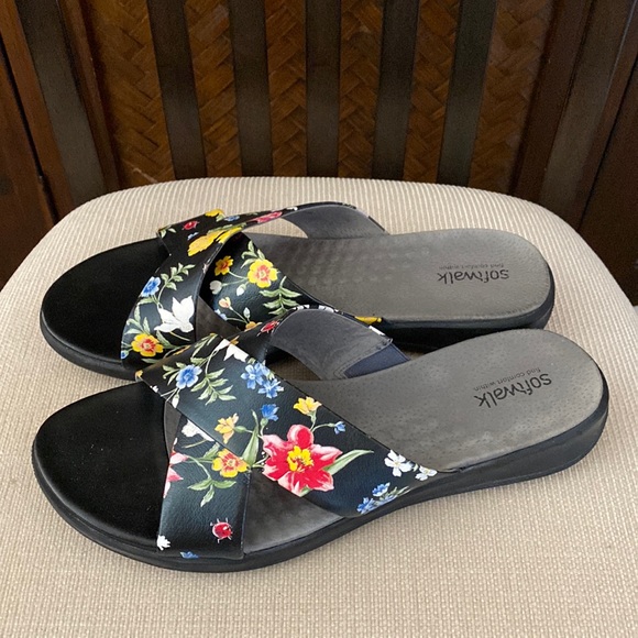 SOFTWALK  - Floral Sandal Black 12W - Picture 4 of 8